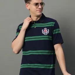 GET GOLF Men Striped Polo Collar Cotton T-shirt-image-47