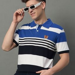 GET GOLF Men Striped Polo Collar Cotton T-shirt-image-45