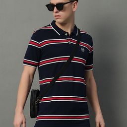 GET GOLF Men Striped Polo Collar Cotton T-shirt-image-53