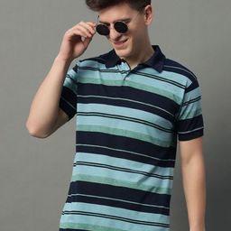 GET GOLF Men Striped Polo Collar Cotton T-shirt-image-98