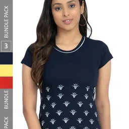 IndiWeaves Pack Of 3 Printed Pure Cotton T-shirts-image-59