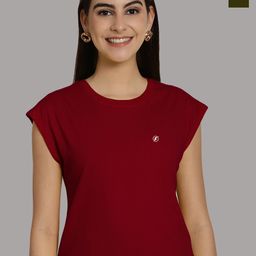 Friskers Women Maroon 2 Applique T-shirt-image-93