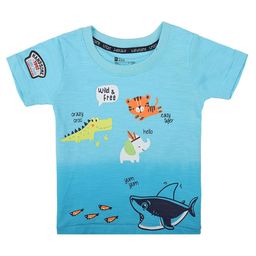 Bodycare Kids Boys Blue Printed Cotton T-shirt-image-94