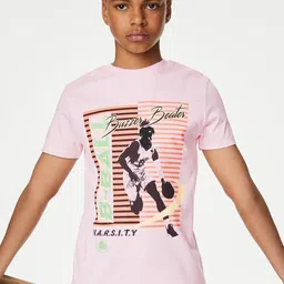 Marks & Spencer Boys Graphic Printed Round Neck Cotton Regular T-shirt-image-35