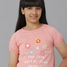 UNDER FOURTEEN ONLY Girls Typography Printed Cotton T-shirt-image-21