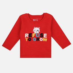 Bodycare Kids Girls Red Typography Printed Cotton T-shirt-image-21