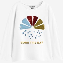 BONKIDS Girls Round Neck Long Sleeves Sequence Embroidery Applique T-shirt-10