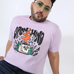 Instafab Plus Men Biker Printed Applique T-shirt-picture-38