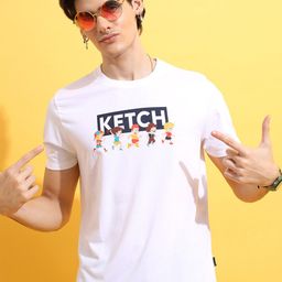 KETCH Brand Logo Printed Relaxed-Fit T-shirt-image-102