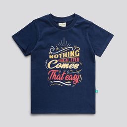 JusCubs Boys Navy Blue Typography Pure Cotton Printed T-shirt-image-40