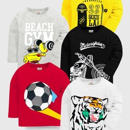 KUCHIPOO Boys 5 Printed Applique T-shirt-image-48