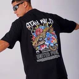 The Indian Garage Co Men Graphic Printed Drop Shoulder Sleeves Oversized T-shirt-image-14