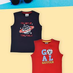Lux Cozi Boys Navy Blue 2 Printed Applique T-shirt-image-41