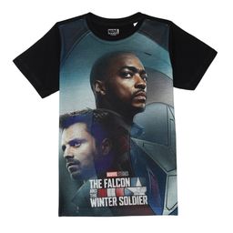 Marvel by Wear Your Mind Boys Black Sports Captain America Printed T-shirt-picture-2
