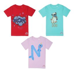 Tossido Kids Red & Purple Pack Of 3 Printed Cotton T-shirt-73