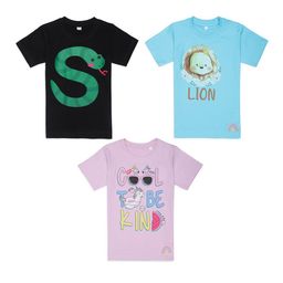 Tossido Kids Mauve & Blue Pack of 3 Printed T-shirt-72