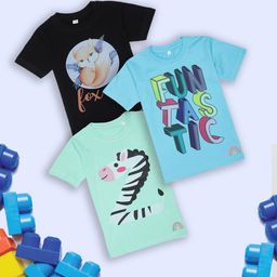 Tossido Kids Pack Of 3 Cotton Printed T-shirt-39