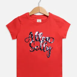 Allen Solly Junior Girls Embellished Round Neck Cotton Casual T-shirt-image-58