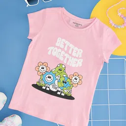 Pantaloons Junior Girls Graphic Printed Round Neck Cotton Casual T-shirt-image-98