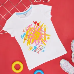 Pantaloons Junior Girls Graphic Printed Cotton T-shirt-image-88