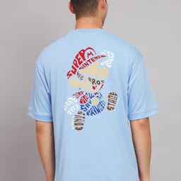 Imsa Moda Typography Printed Round Neck Drop-Shoulder Sleeves Cotton Oversized T-shirt-image-91
