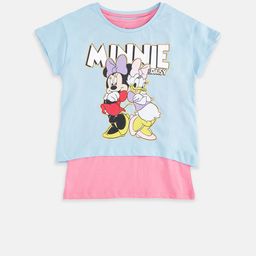Pantaloons Junior Girls Blue Minnie Mouse Printed Applique T-shirt-image-84