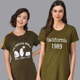 Christy World Pack Of 2 Typography Printed Pure Cotton T-Shirt Nightdress-image-51