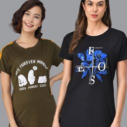 Christy World Pack Of 2 Graphic Printed Longline T-shirts-image-90