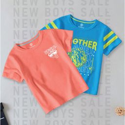 CODEZ Boys Pack Of 2 Graphic Printed Cotton T-shirts-image-29