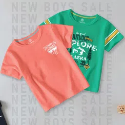 CODEZ Boys Pack Of 2 Typography Printed Cotton T-shirts-30