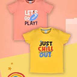 Lux Cozi Boys Pack of 2 Typography Printed Pure Cotton T-shirt-image-70