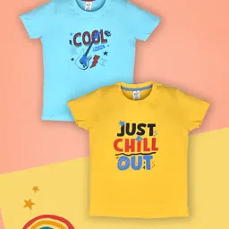 Lux Cozi Boys Pack Of 2 Typography Printed Pure Cotton T-shirts-image-69
