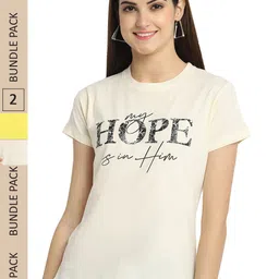 Fabflee Pack Of 2 Typography Printed Cotton T-shirt-image-86