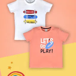 Lux Cozi Boys Pack Of 2 Typography Printed Cotton T-shirt-image-91