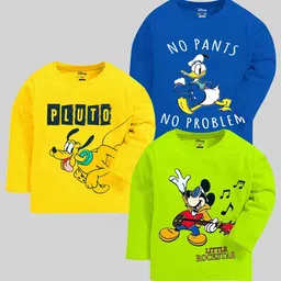 KUCHIPOO Kids Pack Of 3 Printed Cotton Casual T-shirt-image-80