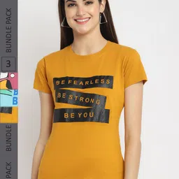 Fabflee Pack Of 3 Typography Printed Regular Fit Cotton Casual T-shirt-image-70