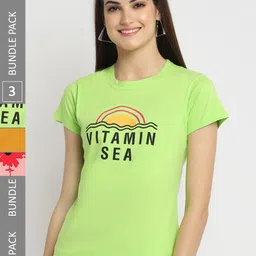 Fabflee Pack Of 3 Printed Cotton T-shirts-image-65