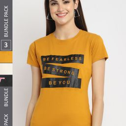 Fabflee Pack Of 3 Typography Printed Cotton T-shirt-image-128