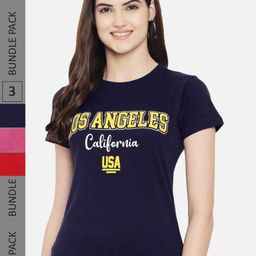 Fabflee Pack Of 3 Typography Printed Cotton T-shirt-image-125