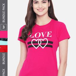 Fabflee Pack Of 3 Typography Printed Regular Fit Cotton T-shirt-image-126