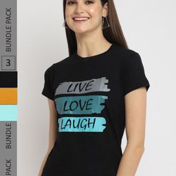 Fabflee Pack Of 3 Typography Printed Cotton T-Shirt-picture-16