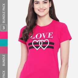 Fabflee Pack Of 3 Typography Printed Cotton T-shirt-image-119