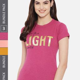 Fabflee Pack Of 3 Typography Printed Cotton T-shirt-image-51