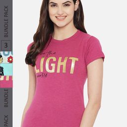 Fabflee Pack Of 3 Typography Printed Cotton T-shirt-image-100