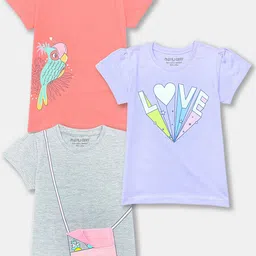 Miss & Chief Girls Pack Of 3 Printed Pure Cotton T-shirt-image-93