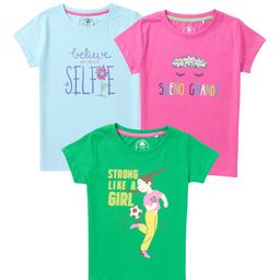 Cub McPaws Girls Pack Of 3 Printed T-shirts-image-79
