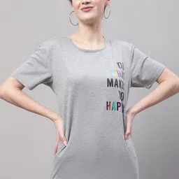 VIMAL JONNEY Women Grey Printed Applique T-shirt-image-3