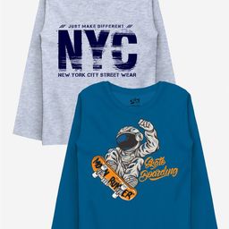 x2o Boys Grey 2 Printed T-shirt-image-5