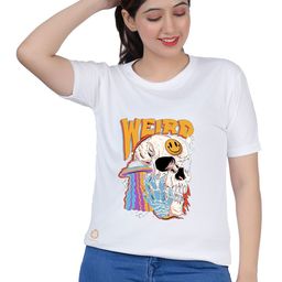 TAJNAN Women Typography Printed Applique T-shirt-image-0