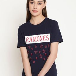 FUTURO Women Typography Printed Applique T-shirt-image-77